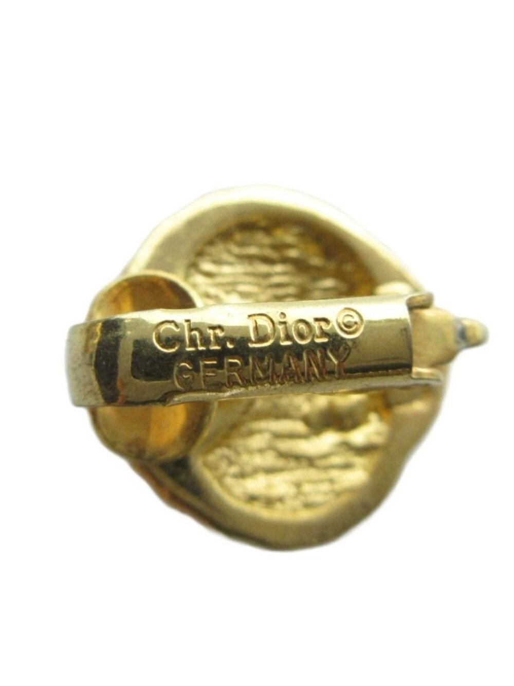 Dior Earrings Shell Motif Rhinestone Gold - Picture 3 of 4